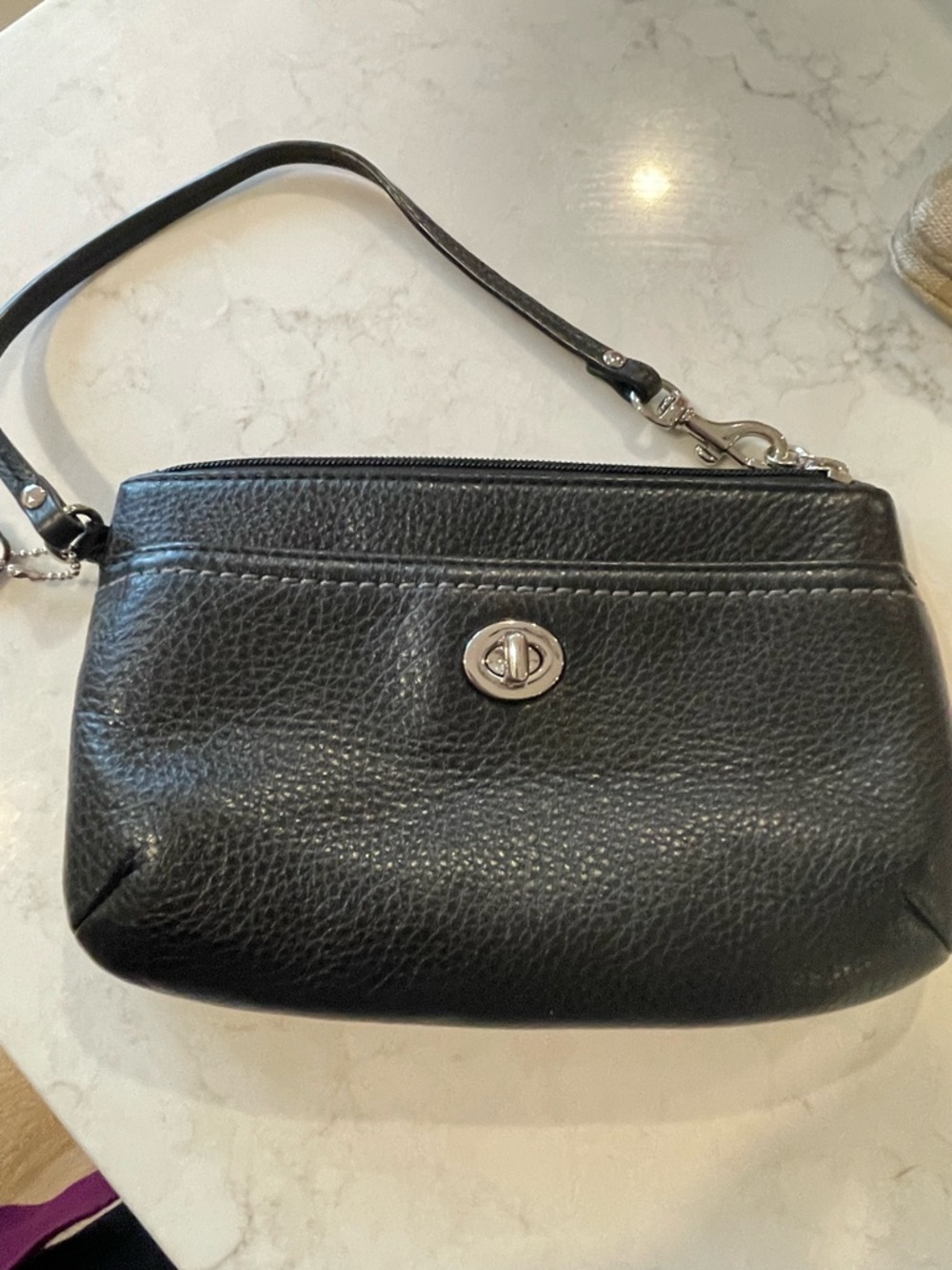 Coach Black Leather Wristlet